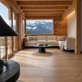 Salon de chalet, vue montagne